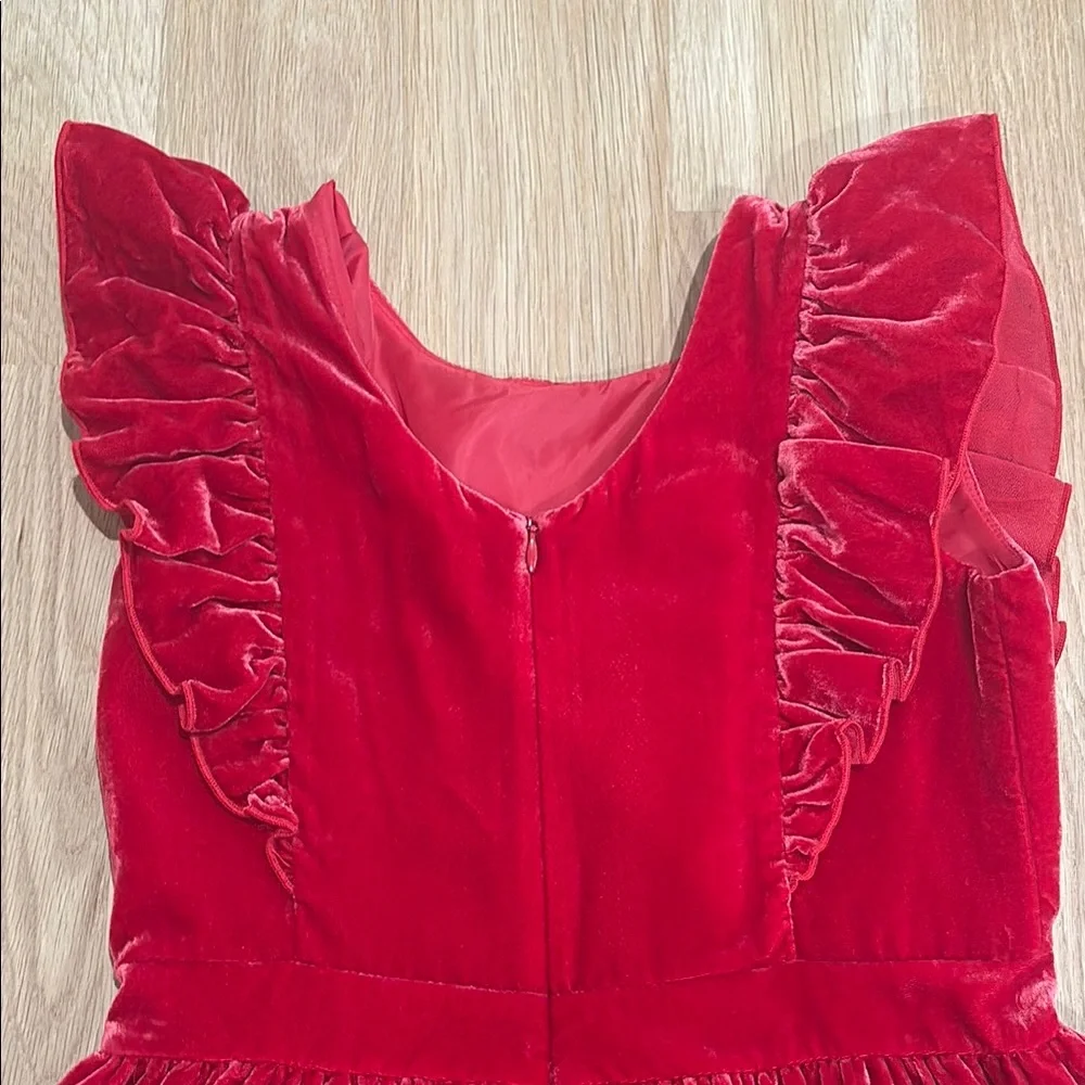 Red Velvet Ruffle Dress - Picture 4 of 5